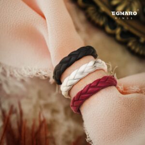 Egnaro Silicone Ring Women Thin Womens Stackable Rings Silicone Rubber Wedding Bands Bridal Jewelry Set Flame Leaves Anniversary Rings Promise Rings