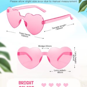 Chicpop 12 Pairs Heart Shaped Sunglasses Candy Color Rimless Fun Heart Sunglasses for Women Men Party Favors