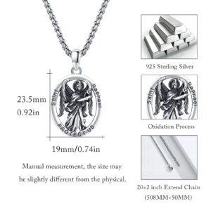 XIXLES Saint Raphael Necklace S925 Sterling Silver Archangel St Raphael Medal Pendant Jewelry for Men with 20 in Chain