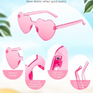 Chicpop 4 Pairs Heart Sunglasses for Women Heart Glasses Rimless Heart Shaped Sunglasses Fun Party Decorations