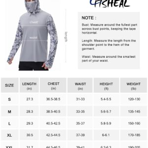 FISHEAL Mens SPF 50+ Fishing Hoodie Shirts - Long Sleeve Sun Protection Sweatshirts with Face Mask for Outdoor Running Wortout Hiking