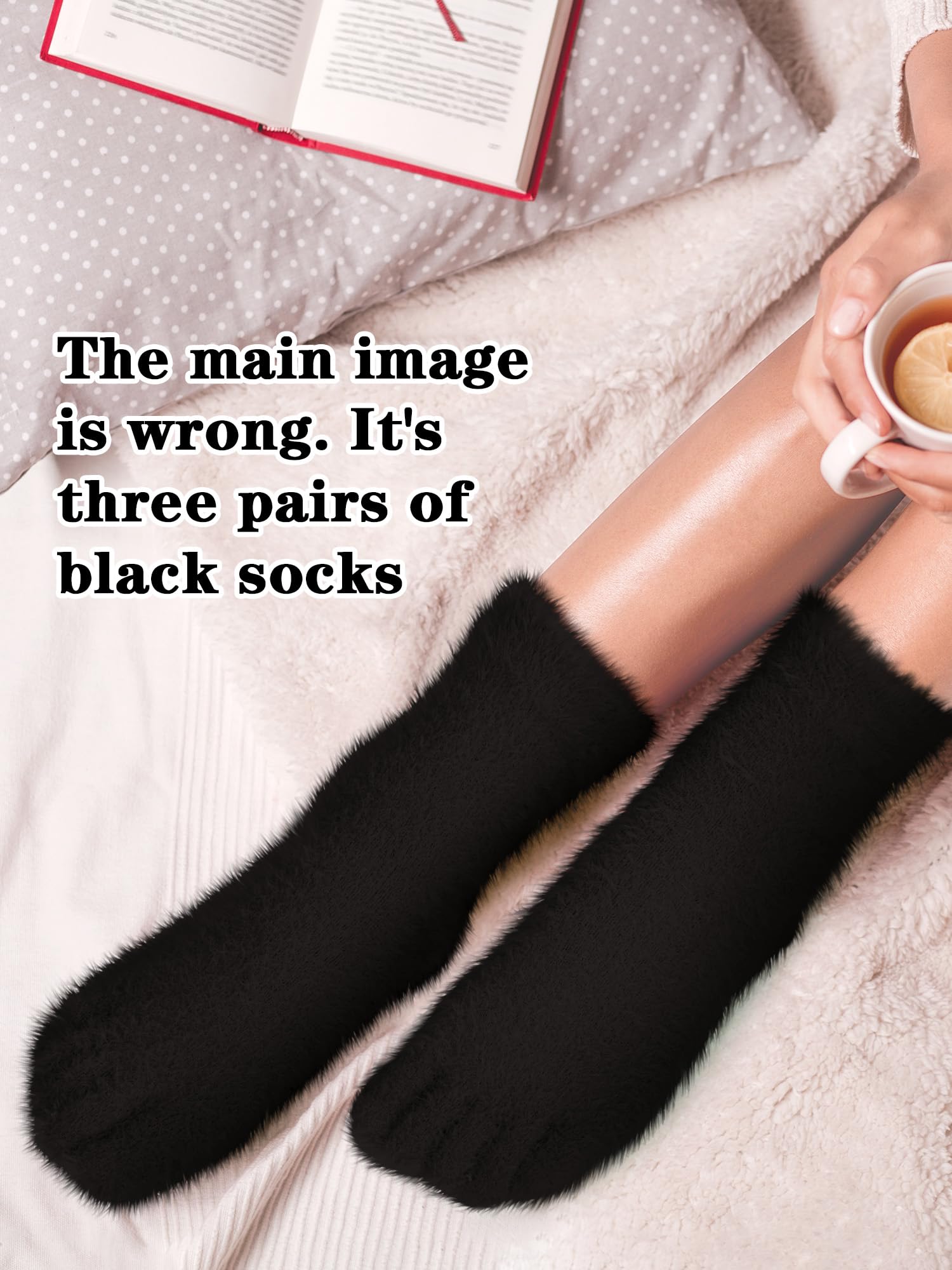 Bencailor 3 Pairs Women Toe Socks Fuzzy Toe Socks Warm Winter Toe Socks Five Toe Socks for Women Men, Size 5-8(Black)