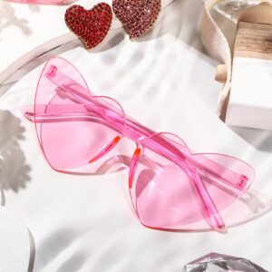 Chicpop Heart Shape Sunglasses Rimless Heart Sunglasses Colorful Heart Glasses for Valentine Mardi Gras Women Party Favor