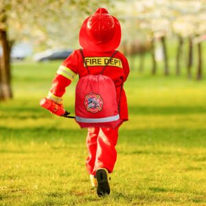 Xinnun 20 Pcs 13.39 x 16.54 Inch Firefighter Drawstring Backpack Firefighter Bag Fire Truck Firetruck Birthday Party Favor