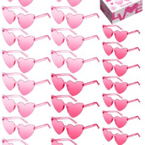 Chicpop Heart Shape Sunglasses Rimless Heart Sunglasses Colorful Heart Glasses for Valentine Mardi Gras Women Party Favor