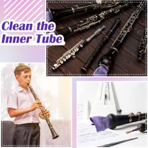 4 Pcs Clarinet Swab Cloth Clarinet Cleaner Clarinet Cleaning Cloth Swab for Inside Tube Suitable Clarinet Piccolo Flute Sax Saxophone (Purple)