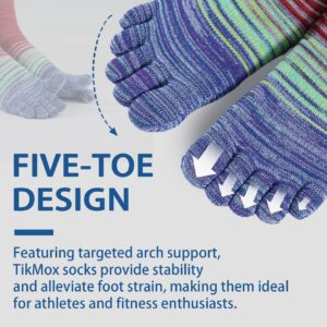 TikMox Crew Toe Sock, Cotton stocking, Arch Support, Five-Toe Design for Sports Enthusiasts for Men & Women(6pairs)