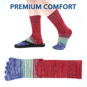 TikMox Crew Toe Sock, Cotton stocking, Arch Support, Five-Toe Design for Sports Enthusiasts for Men & Women(6pairs)