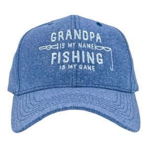 Grandpa is My Name Fishing is My Game Hat Funny Fathers Day Fisherman Cap Funny Hats Dad Joke Funny Fishing Novelty Hats for Men Navy - Standard