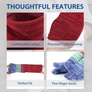 TikMox Crew Toe Sock, Cotton stocking, Arch Support, Five-Toe Design for Sports Enthusiasts for Men & Women(6pairs)