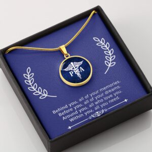 PA Gifts Behind You All Your Memories Physician Assistant PA Graduation Gifts Medical Student Gift PA Necklace Women Men (PA Caduceus Pendant Necklace 18k Yellow Gold Finish)