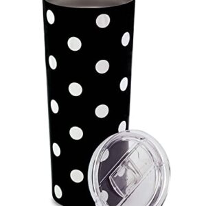 Kate Spade New York Cute Stainless Steel Mug, 24 Ounce Travel Tumbler, Double Wall Insulated Cup with Lid, Picture Dot (Black/White)