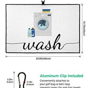 ARTSHOWING Laundry Washing Machine Golf Towel 24x16in, Absorbent Water Quick Dry Microfiber Golf Towel with Clip, Soft Sports Towel Golf Accessory for Men Women, Gift for Golf Fan,