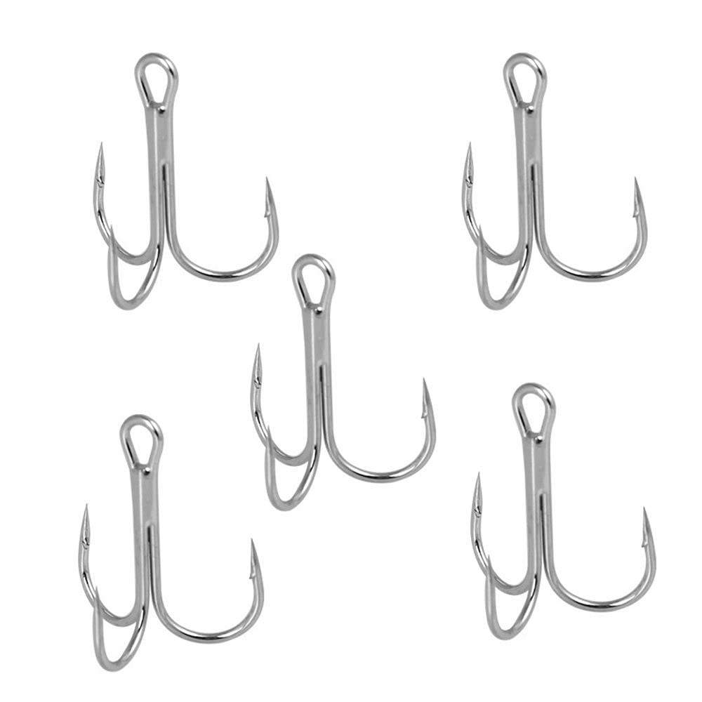 WEISHA Treble Overturned Hooks High Carbon Steel Fishing Hooks Lure Triple Hooks Barbed Hooks Round Bend Treble for Bass Fishing Tackle(Size 2 10pcs,red)