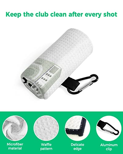 Laundry Golf Towel for Golf Bag Microfiber Waffle Golf Towels for Women Men Absorbent Quick Dry Golf Towels Golf Gifts for Husband Boyfriend Dad 24x16in, Green Washing Machine with Word Wash