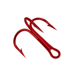 WEISHA Treble Overturned Hooks High Carbon Steel Fishing Hooks Lure Triple Hooks Barbed Hooks Round Bend Treble for Bass Fishing Tackle(Size 8 10pcs,red)