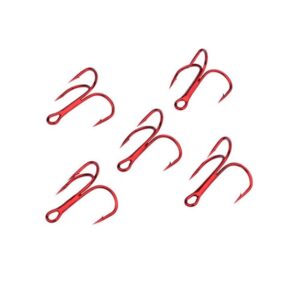 WEISHA Treble Overturned Hooks High Carbon Steel Fishing Hooks Lure Triple Hooks Barbed Hooks Round Bend Treble for Bass Fishing Tackle(Size 8 10pcs,red)