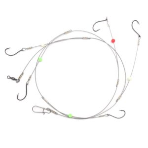 fishing hook rigs with 49 strands steel leaders-saltwater surf fishing tackle kit heavy duty hooks (22#, 5 hooks rig)