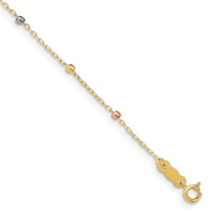 auriga fine jewelry 14k tri colored gold diamond cut beaded cross bracelet 7"