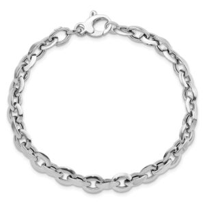 auriga fine jewelry 14k white gold polished fancy link bracelet 7.75"