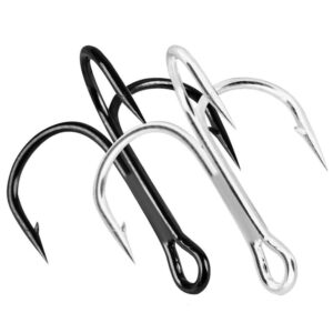 WEISHA Treble Overturned Hooks High Carbon Steel Fishing Hooks Lure Triple Hooks Barbed Hooks Round Bend Treble for Bass Fishing Tackle(Size 2 10pcs,red)