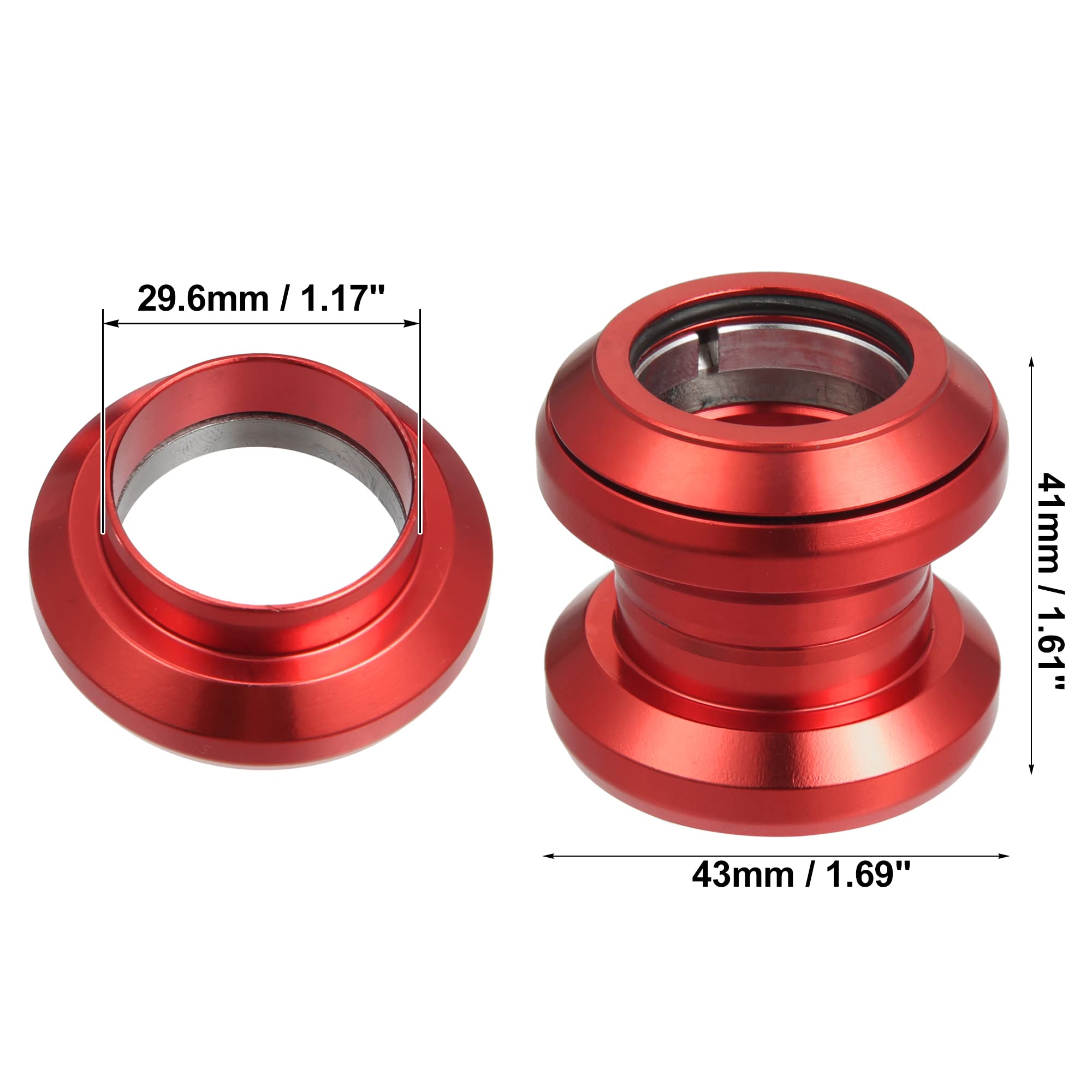 X AUTOHAUX 29.6mm Threadless Bicycle Headset Combo Bike Threadless External Headset Sealed Cartridge Bearings MTB Road Bike Headset Bicycle Headset Red