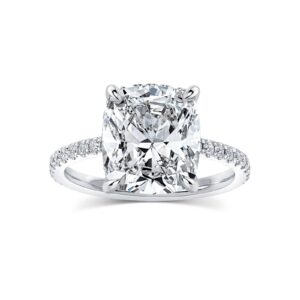 RODIFFY 4CT Cushion Cut Solitaire Engagement Ring,Silver CZ Simulated Diamond Promise Ring(Size:7)