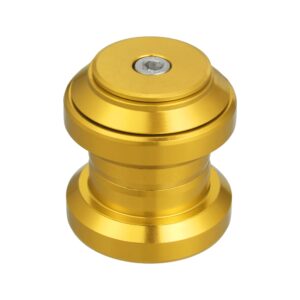 X AUTOHAUX 34mm 1-1/8" Threadless Bicycle Headset Combo Bike Threadless External Headset Sealed Cartridge Bearings MTB Road Headset with Top Cap Gold Tone