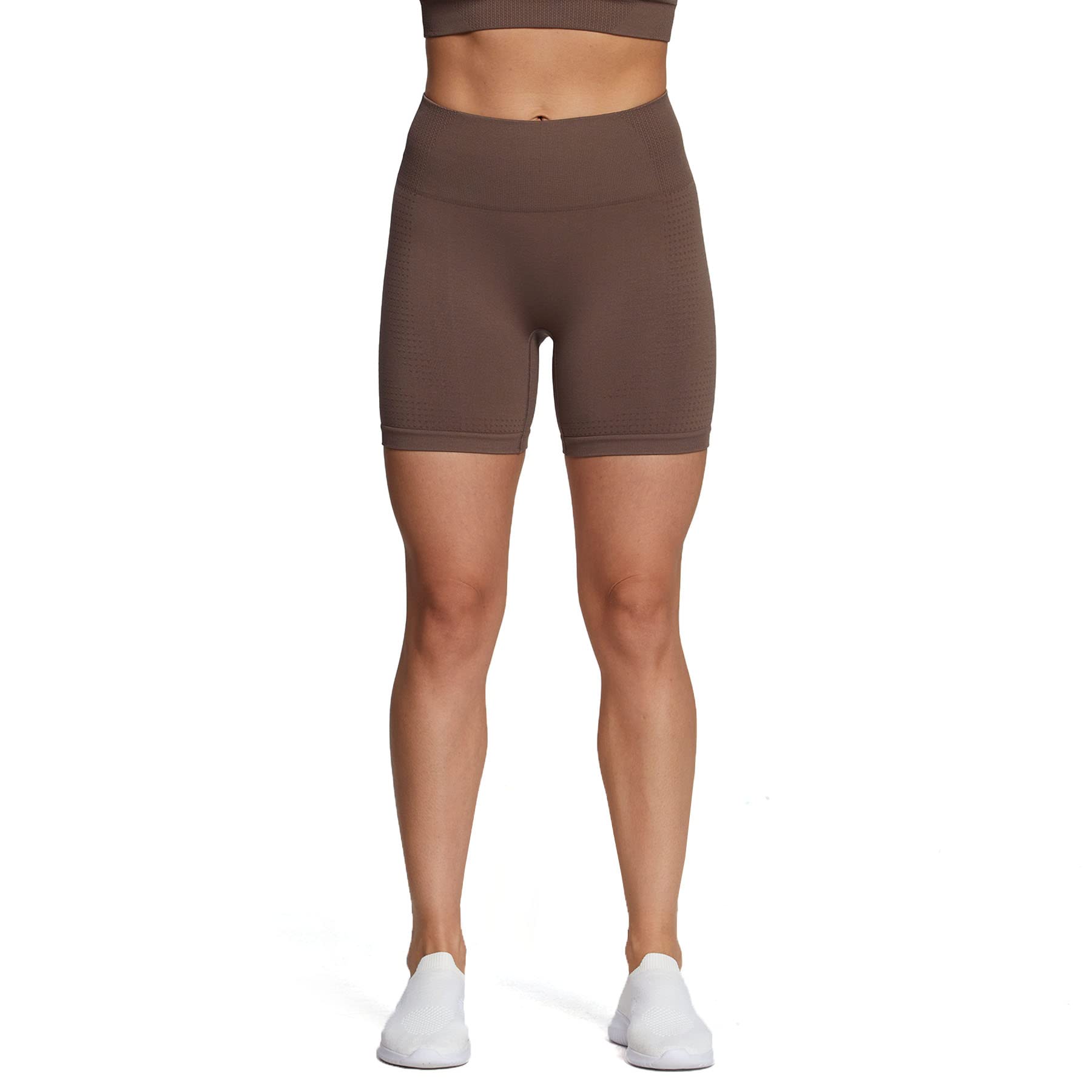 Aoxjox Vital Seamless Biker Shorts for Women High Waist Workout Shorts Booty Running Yoga Shorts 5" (Vital New Fudge Coffee, Medium)