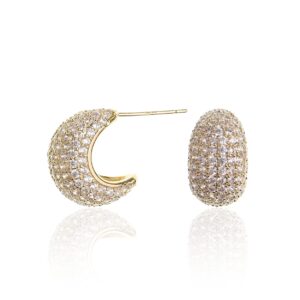 sonateomber chunky gold open hoop earrings for women, small sparkly diamond cz huggie stud prom party jewelry