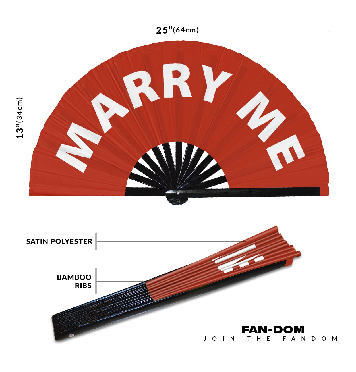 Marry Me hand fan foldable bamboo circuit hand fan funny gag slang words expressions statement gifts Festival accessories Rave handheld Circuit event fan Clack fans (Red)