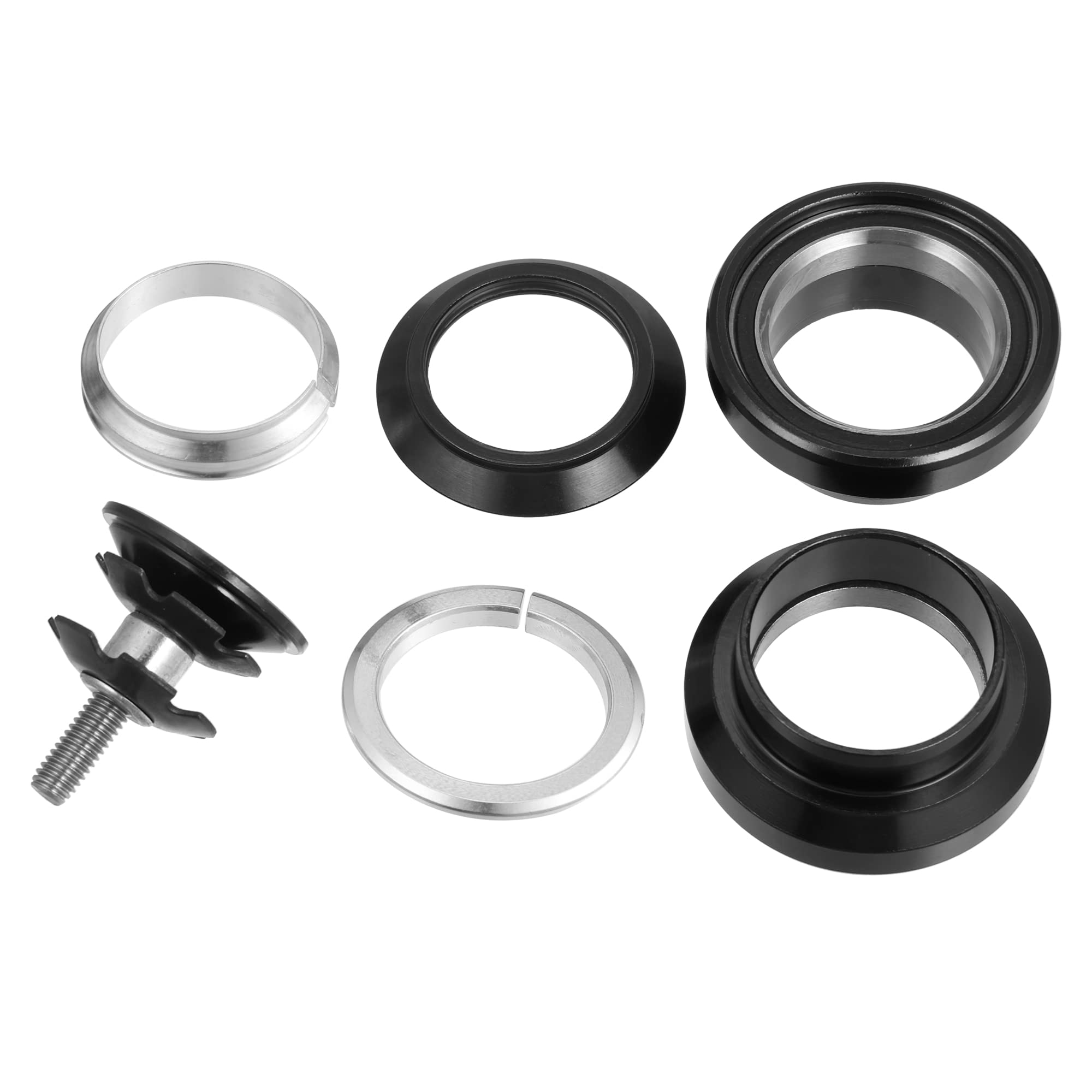 X AUTOHAUX 34mm 1-1/8" Threadless Bicycle Headset Combo Bike Threadless External Headset Sealed Cartridge Bearings MTB Road Headset with Top Cap Black