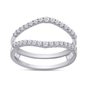 savearth diamonds 2/5 ct t.w round cut lab created moissanite diamond curved ring guard enhancer in 14k white gold over sterling silver for womens (d color, vvs1 clarity 0.40 cttw)-6