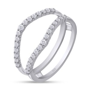 SAVEARTH DIAMONDS 2/5 ct t.w Round Cut Lab Created Moissanite Diamond Curved Ring Guard Enhancer In 14K White Gold Over Sterling Silver For Womens (D Color, VVS1 Clarity 0.40 Cttw)-6