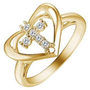 skcess her engagement ring, women gold rings hollow out heart cross size 8 valentine's day ring gift