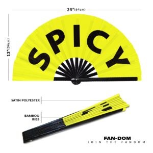 Spicy hand fan foldable bamboo circuit hand fan funny gag slang words expressions statement gifts Festival accessories Rave handheld Circuit event fan Clack fans (Yellow)