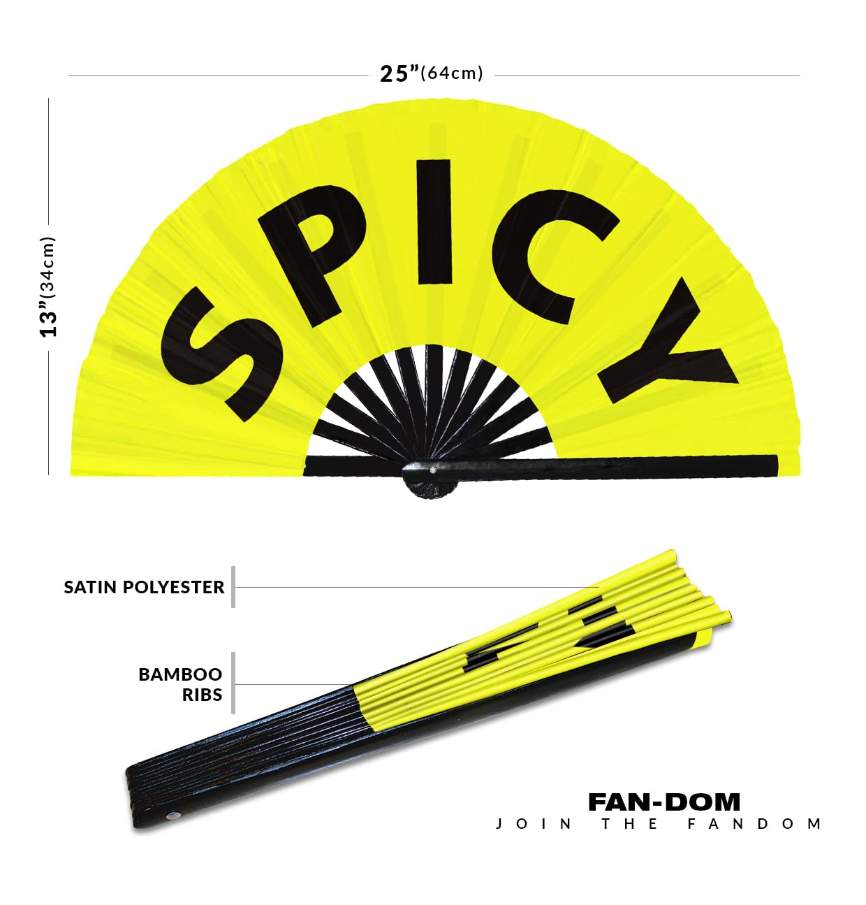 Spicy hand fan foldable bamboo circuit hand fan funny gag slang words expressions statement gifts Festival accessories Rave handheld Circuit event fan Clack fans (Yellow)