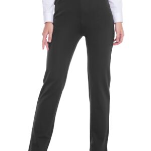 ZTN Women's Yoga Dress Pants Pull On Straight Leg Slacks with Belt Loops Dressy Casual M Dark Grey