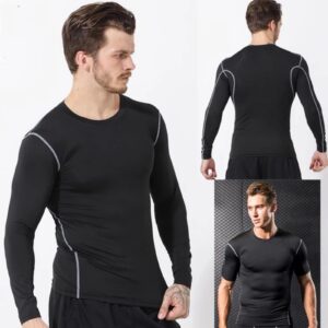 Hotfiary Men's Long Sleeve Compression Shirts Winter Gear Running T-Shirt Athletic Base Layer Top for Gym Sports (1 or 2pcs)