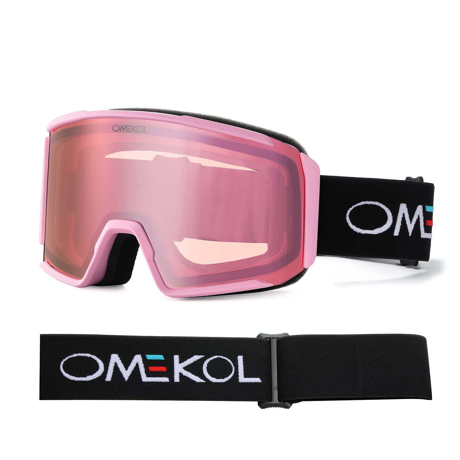 OMEKOL Double Layers Anti-Fog Ski Goggles OTG For Men Women Snow Snowboard Glasses Mask Snowmobile Outdoor Sport Eyewear (G8)