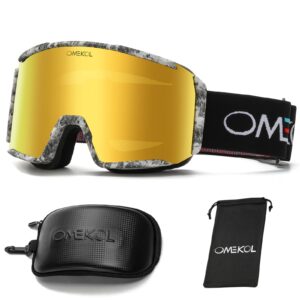 omekol double layers anti-fog ski goggles otg for men women snow snowboard glasses mask snowmobile outdoor sport eyewear (g3)