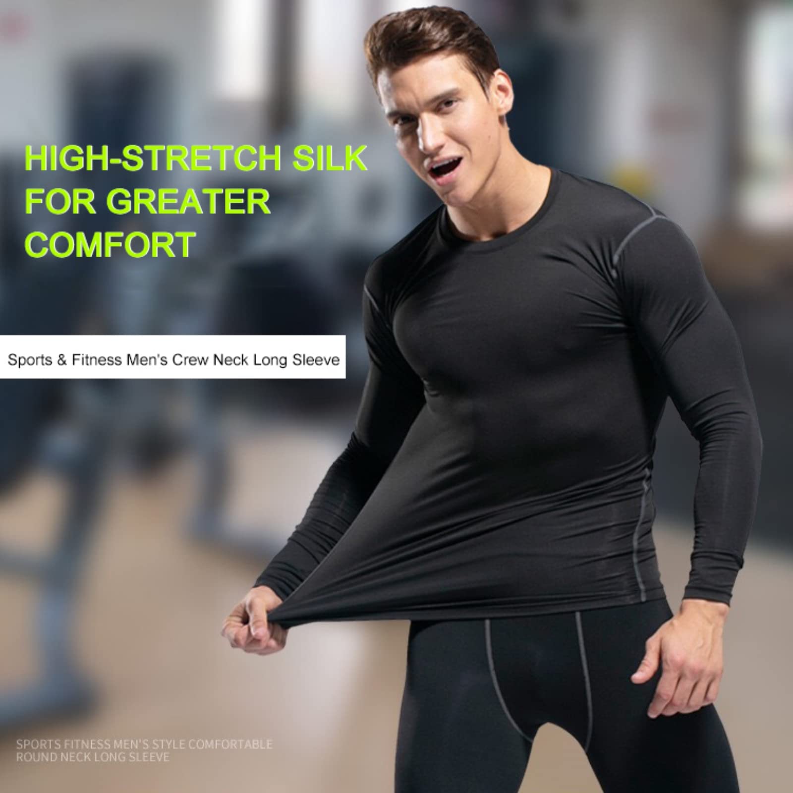 Hotfiary Men's Long Sleeve Compression Shirts Winter Gear Running T-Shirt Athletic Base Layer Top for Gym Sports (1 or 2pcs)