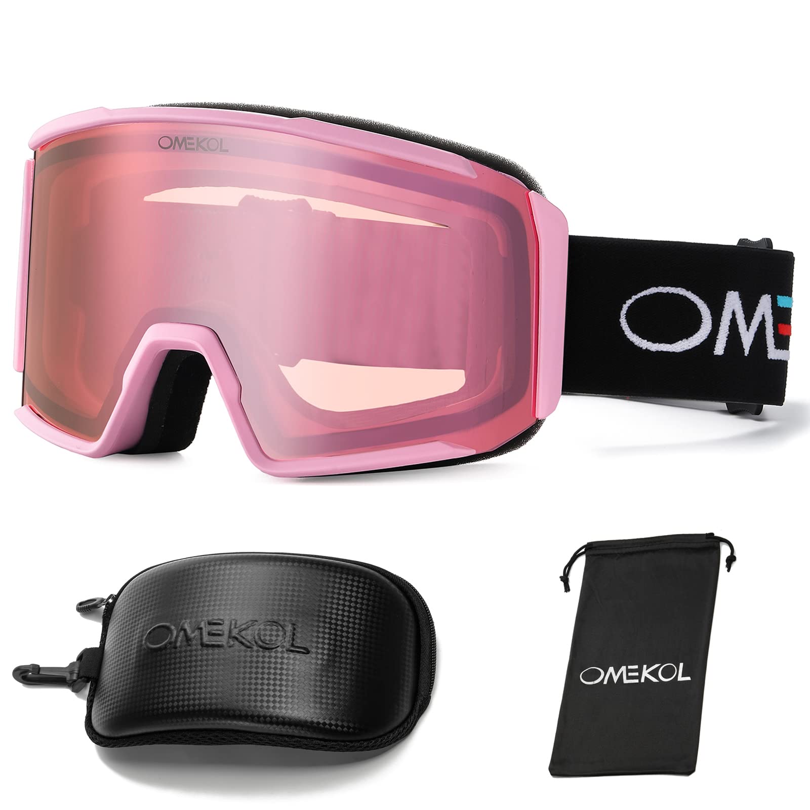 OMEKOL Double Layers Anti-Fog Ski Goggles OTG For Men Women Snow Snowboard Glasses Mask Snowmobile Outdoor Sport Eyewear (G8)