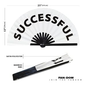 Successful hand fan foldable bamboo circuit hand fan funny gag slang words expressions statement gifts Festival accessories Rave handheld Circuit event fan Clack fans (White)