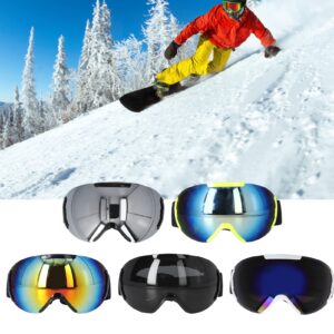 Leapiture Snowboard Glasses Ski Goggles PE Coated Lens Anti Fog Double Layers Adjustable Frameless Skiing Accessories for Snowmobiling(black)