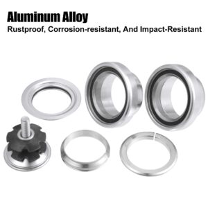 X AUTOHAUX 34mm 1-1/8" Threadless Bicycle Headset Combo Bike Threadless External Headset Sealed Cartridge Bearings MTB Road Headset with Top Cap Silver Tone