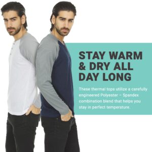 DARESAY 3 Pack: Thermal Long Sleeve Tee Shirt for Men- Henley & Crew Long Sleeve Shirts for Men – Mens long sleeve T Shirts