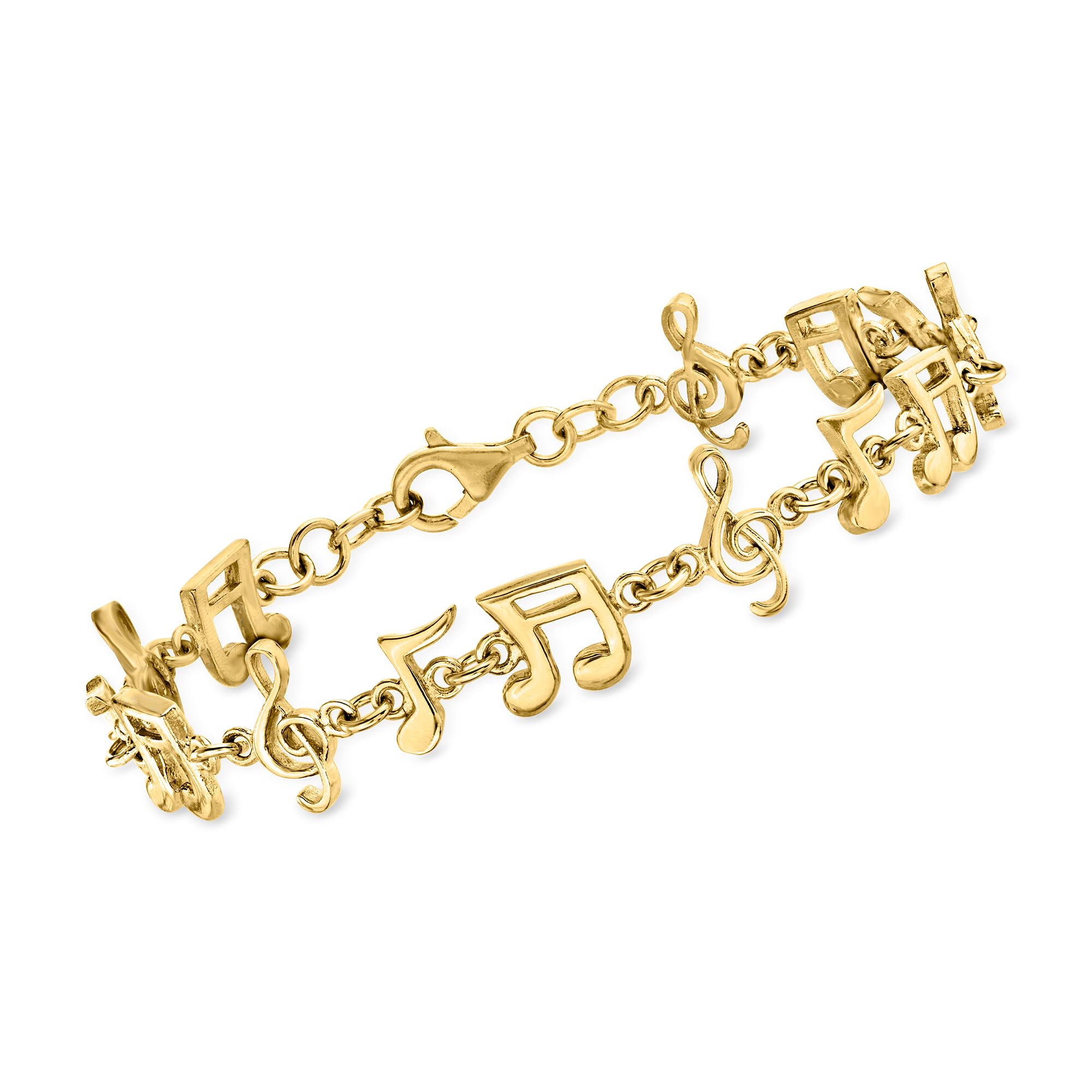 Ross-Simons 18kt Gold Over Sterling Musical Note Bracelet. 6.5 inches