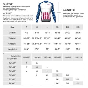 Lo.gas USA Cycling Jersey Men Long Sleeve Bike Biking Shirts American Flag Road Bicycle Clothing Full Zip with Pockets