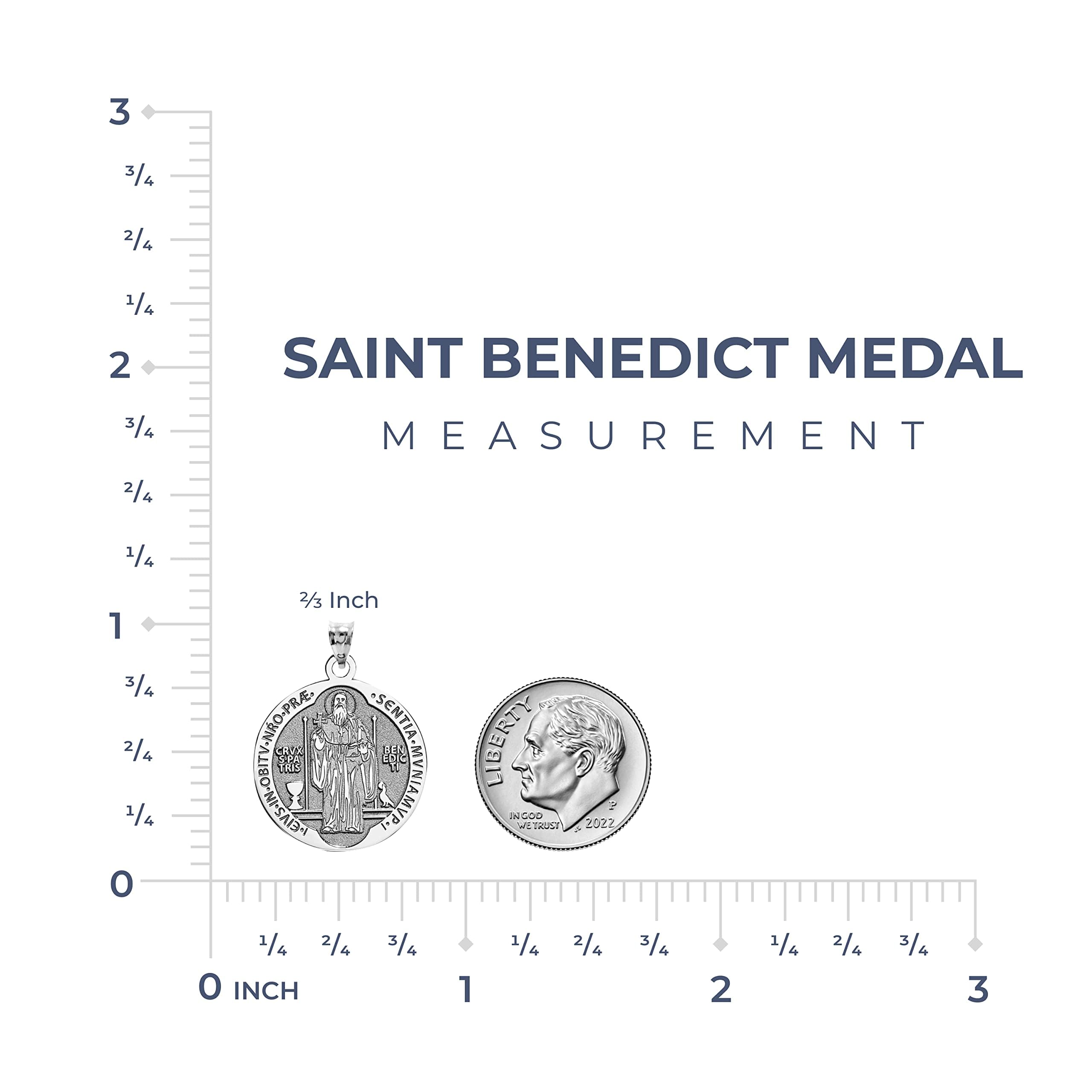 PicturesOnGold.com Saint Benedict Round Religious Medal EXCLUSIVE - 14k Yellow Gold - 3/4 x 3/4 Inch